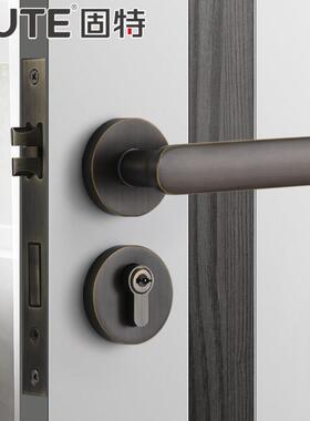 单好室门锁黄铜内卧室门无声分割锁现简家WFI用黄代铜木门锁