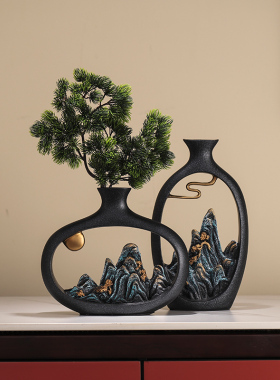 新中式办公室客厅书房摆件送领导酒柜装饰品博古架玄关摆设