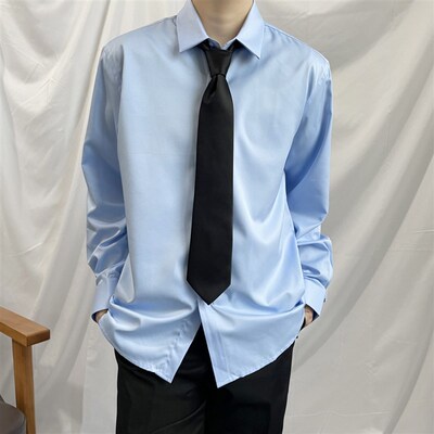 上野 dk衬衫基础款男生衬衫学院风 百I搭衬衣长袖套装jk班服浅蓝