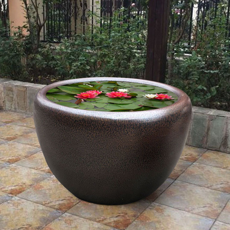 室外鱼缸庭d院荷花睡莲缸陶瓷鱼缸大号特大号水缸养鱼仿石阳台花