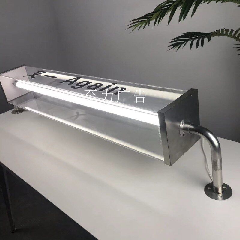 新款网红悬挂吊顶透明亚克力灯管发光灯箱广告牌招牌吧台收银门头