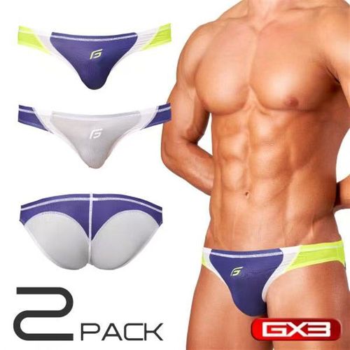 GX3男士比基尼三角拼接低腰内裤拼接图案经典百搭款1条装