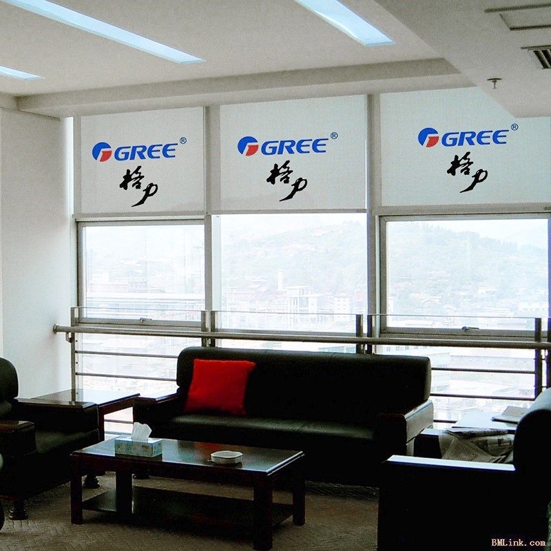 定制窗帘卷帘工程办公室广告logo电动手拉成品拉式升降遮光遮阳布