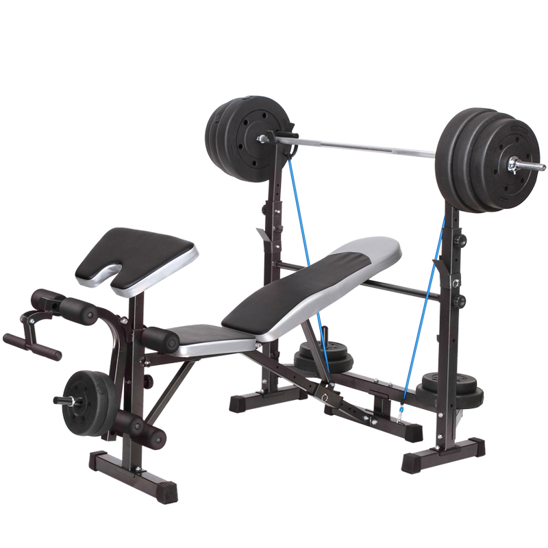健身房多功能举重床家用深蹲卧推架举重杠铃套装哑铃凳健身椅器材
