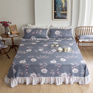 全棉深色大号大床床单250x270纯棉耐脏带裙边大尺寸250cmx270cm