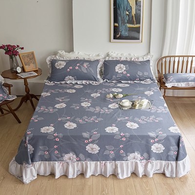 全棉深色大号大床床单250x270纯棉耐脏带裙边大尺寸250cmx270cm