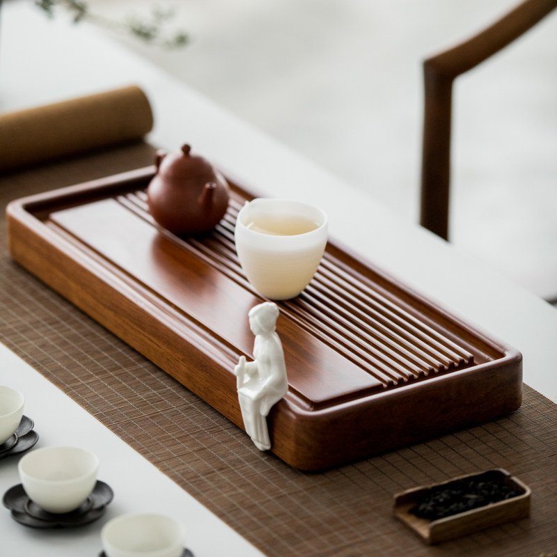 草木祠 整块重竹茶盘 竹制茶台A长方形简约家用茶海大小号排水茶