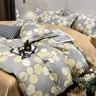60支长绒棉被套单件160x210花卉大气全棉被罩180x220定制尺寸