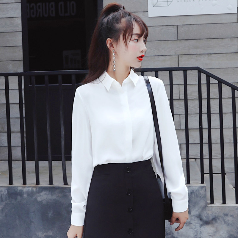 白衬衫女a2021新款职业雪纺仙气宽松工作上班时尚洋气长袖超仙衬