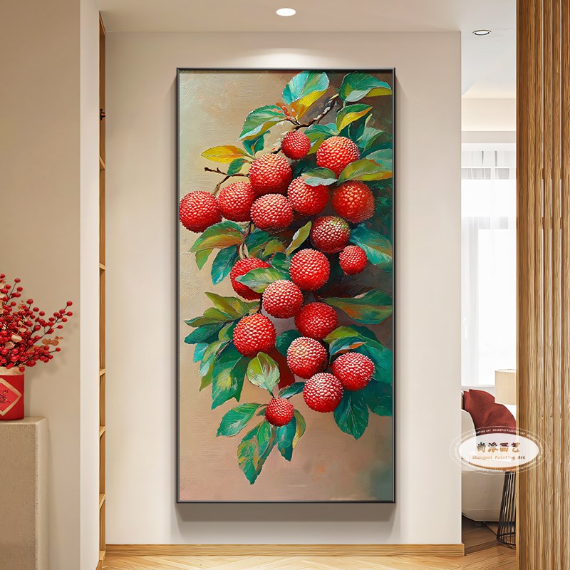 鸿运当头玄关装饰画 画九鱼聚财图入户走廊过道挂画 画流水生财壁
