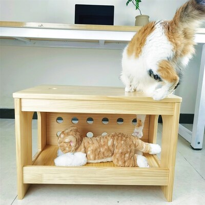 猫洞猫凳子实木猫咪床换鞋凳猫窝凳人猫共用凳猫耍U凳猫掏凳猫别