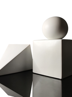 现代简约正方形陶瓷几何体摆件售楼处样板房书房桌面软装饰品摆设