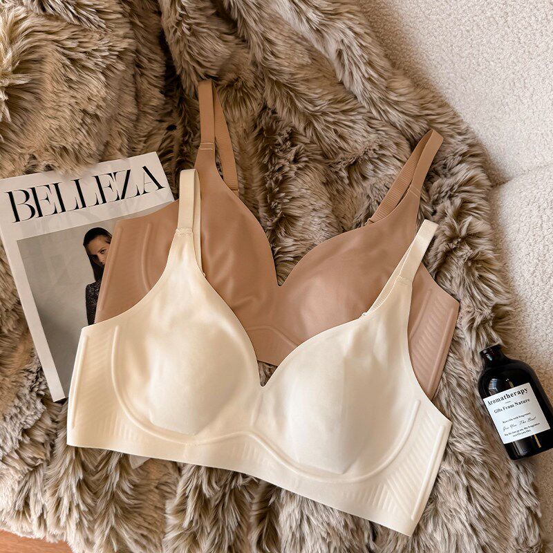 无痕粉底液奶皮内衣女大胸显小聚拢防下垂收副乳软支撑提拉文胸罩