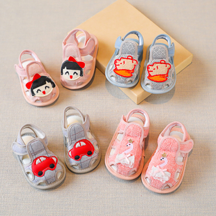 鞋 软底步前布鞋 子学步透气棉布7八夏 6到12个月男女宝宝凉鞋 婴儿鞋