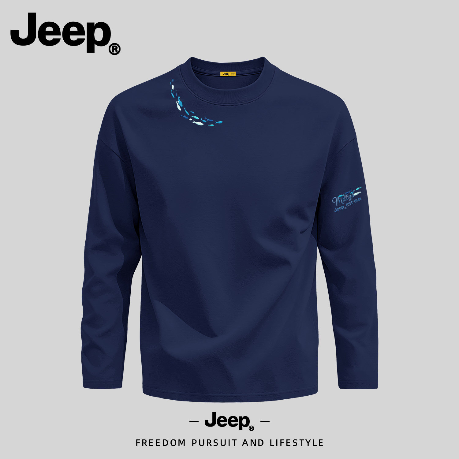 Jeep吉普纯棉长袖T恤潮牌百搭衫
