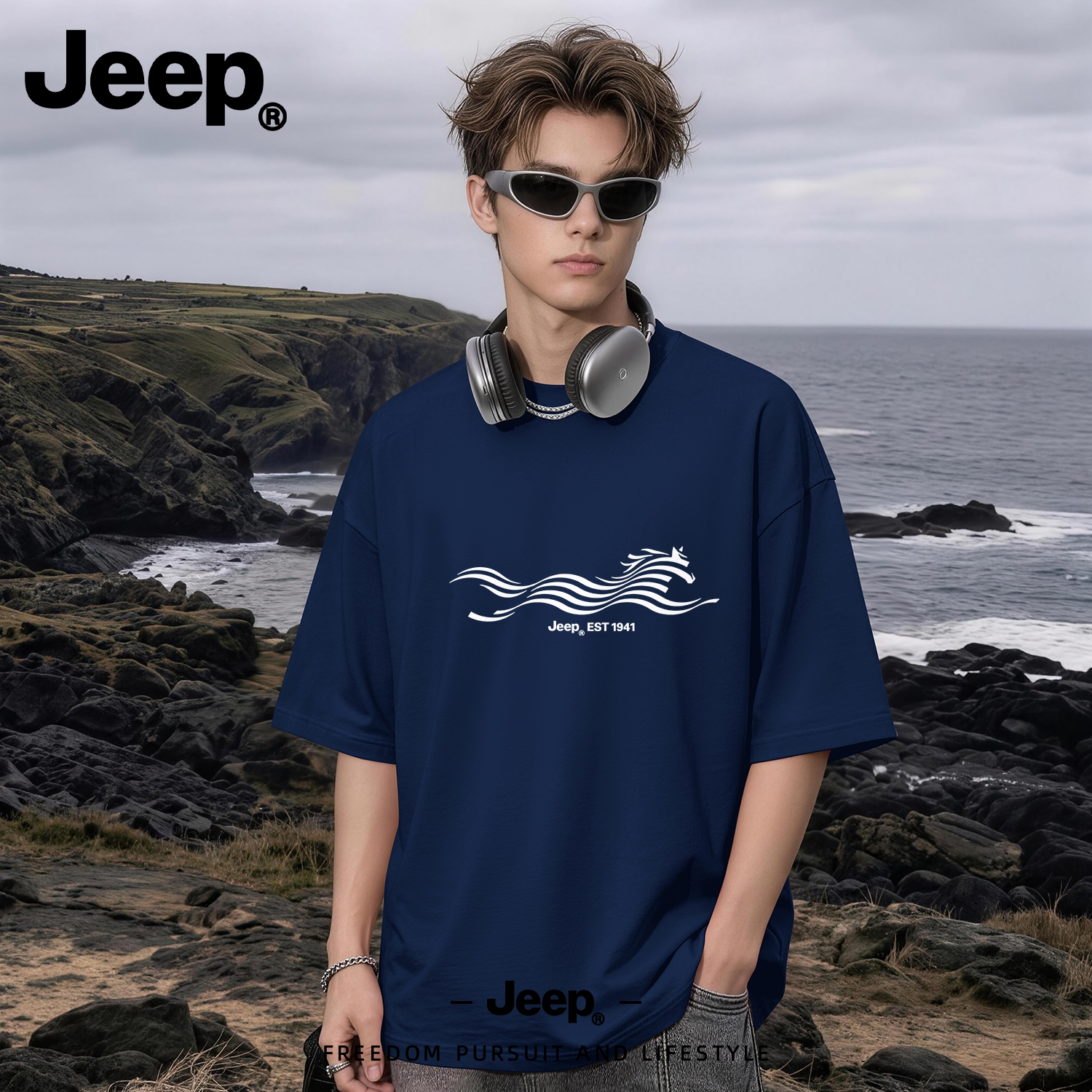 JEEP吉普短袖T恤男2026新款夏季男士半袖纯棉打底衫男款夏天衣服