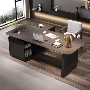 意式极简轻奢书房书桌家用客厅实木电脑桌写字台老板高端办公桌