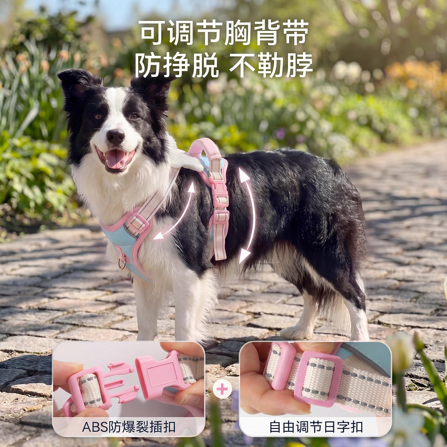 狗的引绳外出胸背带大牵中2605MJQM小型犬宠物背宠心式遛狗狗绳物
