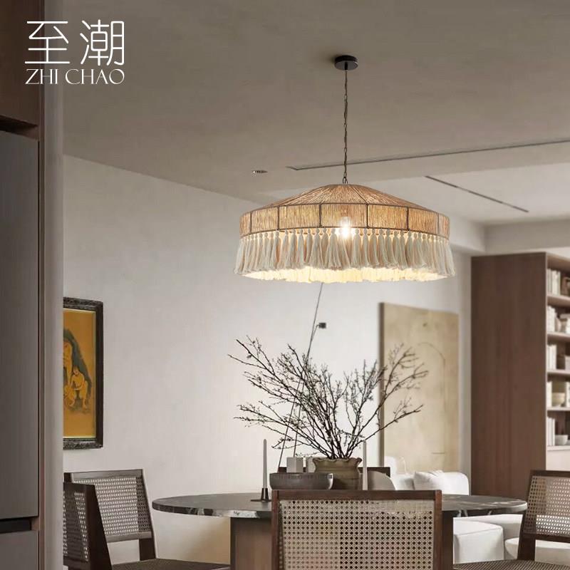 主亚WGQ卧吊灯麻波西米复古绳流苏侘寂风法式民客厅宿设计师卧室