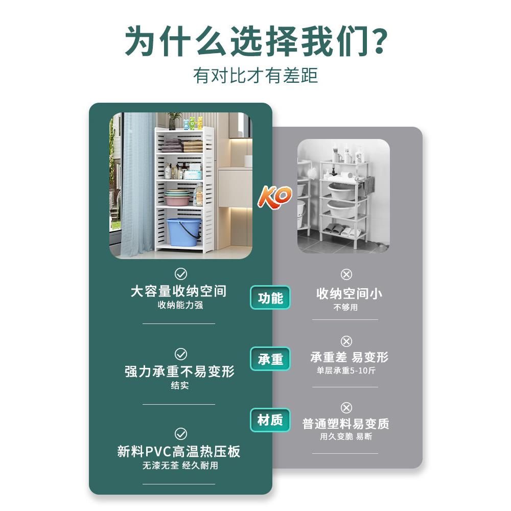 妆室置物架落脸地架子置物K0001架厕夹缝柜洗手间所塑料盆浴室收