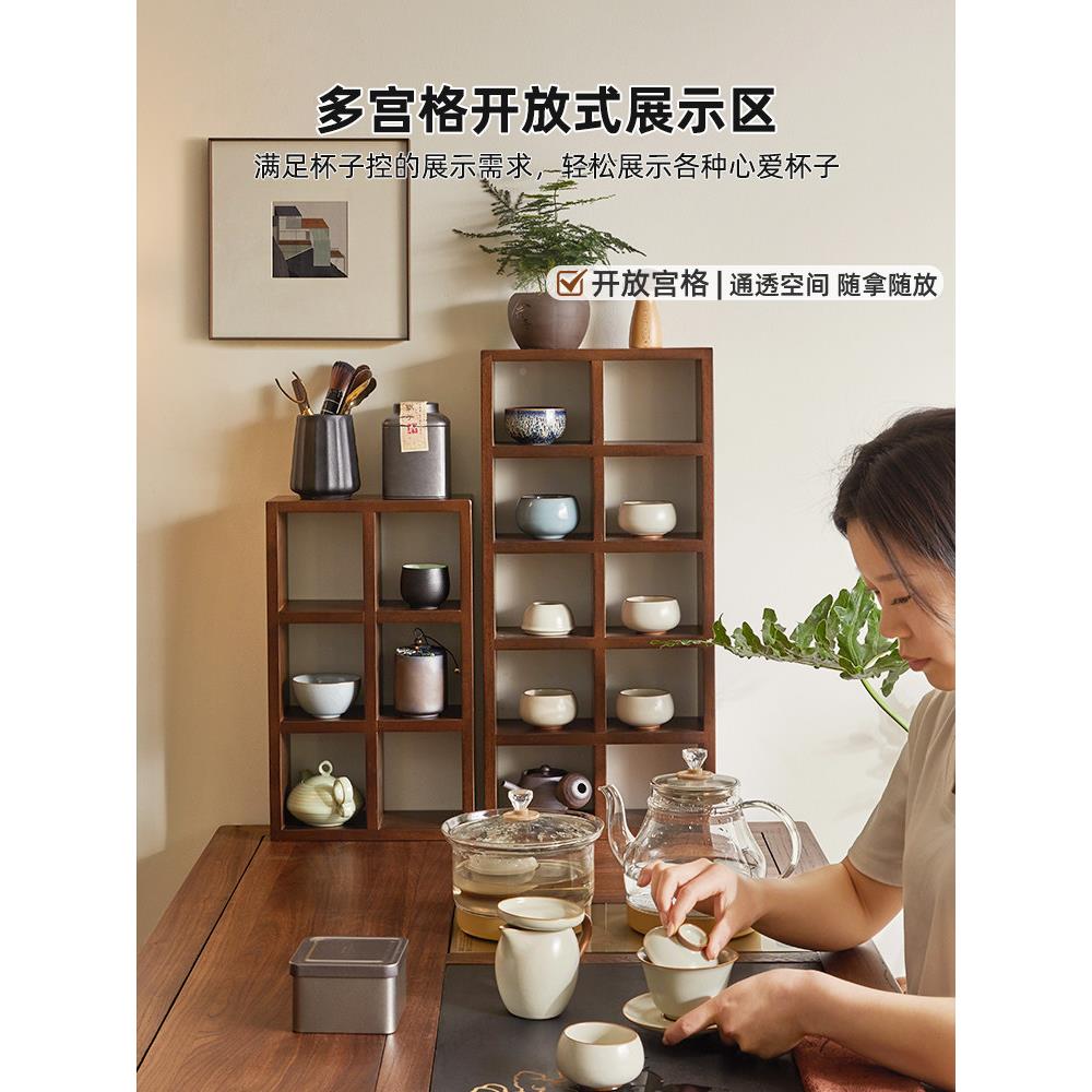 实木格架置物架壁桌挂茶收纳架面北欧厨房水杯桌上靠墙具展示404