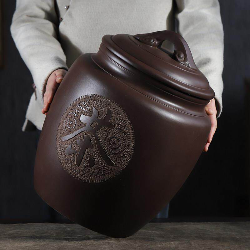 宜兴紫砂茶叶罐原矿茶饼罐大中小号普洱茶储存罐密封存茶仓存茶罐