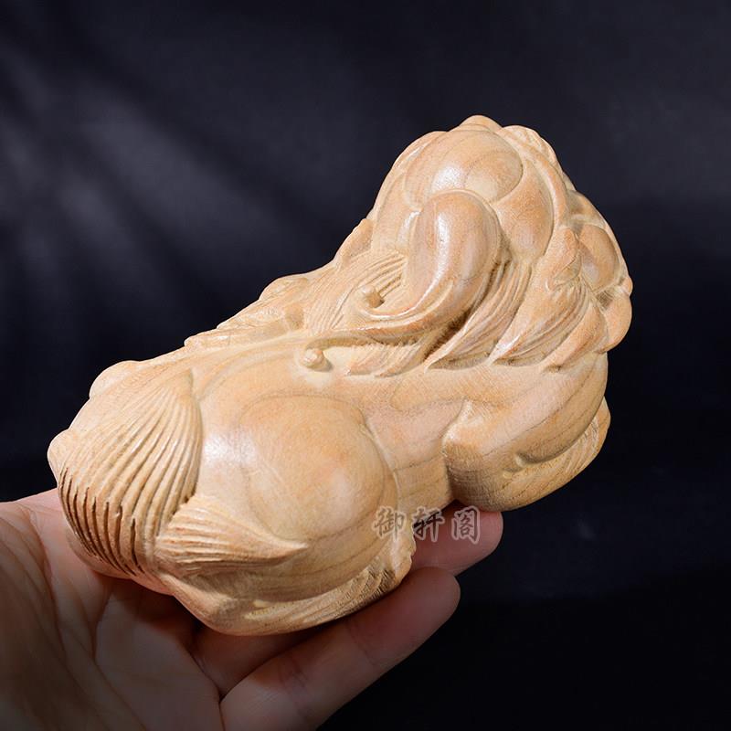 桃木原玩手木木雕刻貔貅一对手工YCO把把件礼居家摆件饰品物礼品