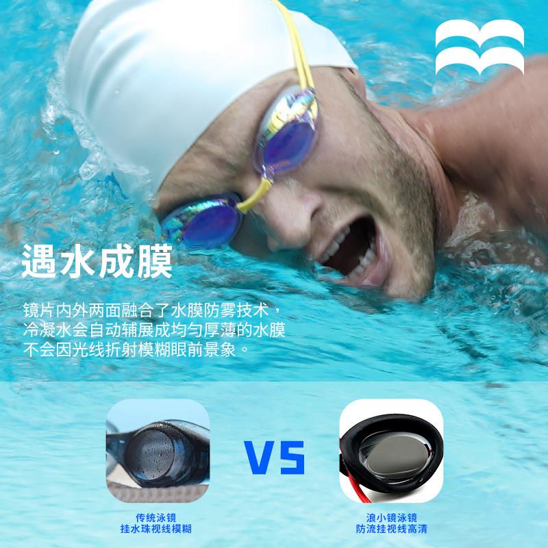 浪【小镜电专镀-竞款】炫FZU彩防速雾游泳眼镜高清防水镜专用业