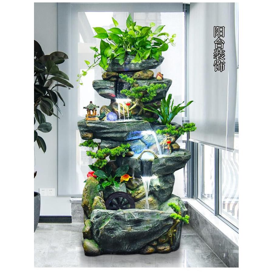 新中LVE式入户山流水瀑布摆高件循环客厅阳台假山喷泉装落地水饰