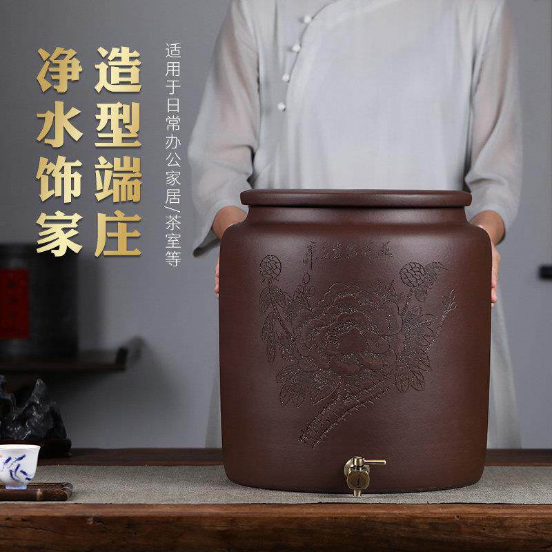 紫砂水缸过储罐带水龙水头陶瓷滤储SG----00水缸大小号抽水家用茶