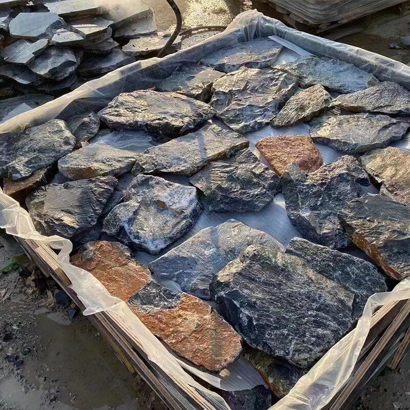 不规则乱形毛石庭院花园铺路石材别墅外墙砖墙面片石天然碎拼石材