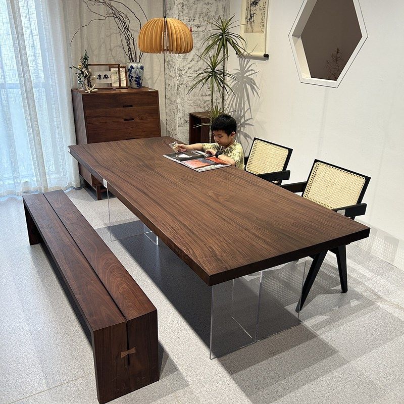 南北美黑胡桃木原木大板办公会议桌茶桌书桌餐桌整木实木茶几茶台,商业/办公家具,大班台/主管桌,淘宝优惠券,粉丝福利购,淘宝优惠卷