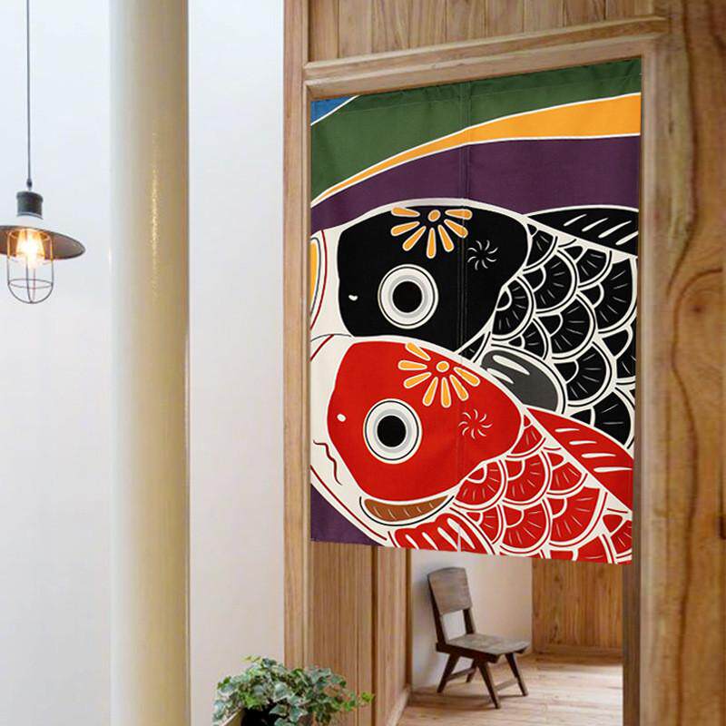 日式布艺门帘厨房餐厅店铺布帘隔断帘卫生间厕所免打孔商用半帘