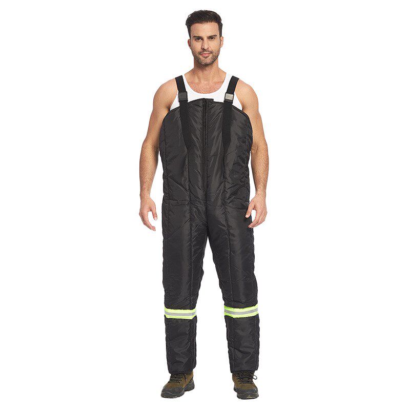 冷库服背带裤工装套装劳保冷冻库防寒服背带裤连帽牛津防水工作服