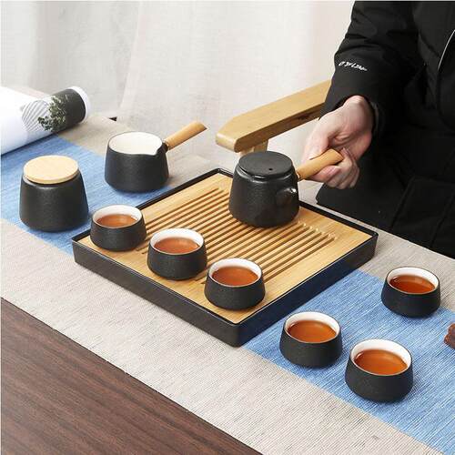 功夫茶具套装简约家用公整套茶台茶盘简易粗陶旅行茶具茶壶茶杯