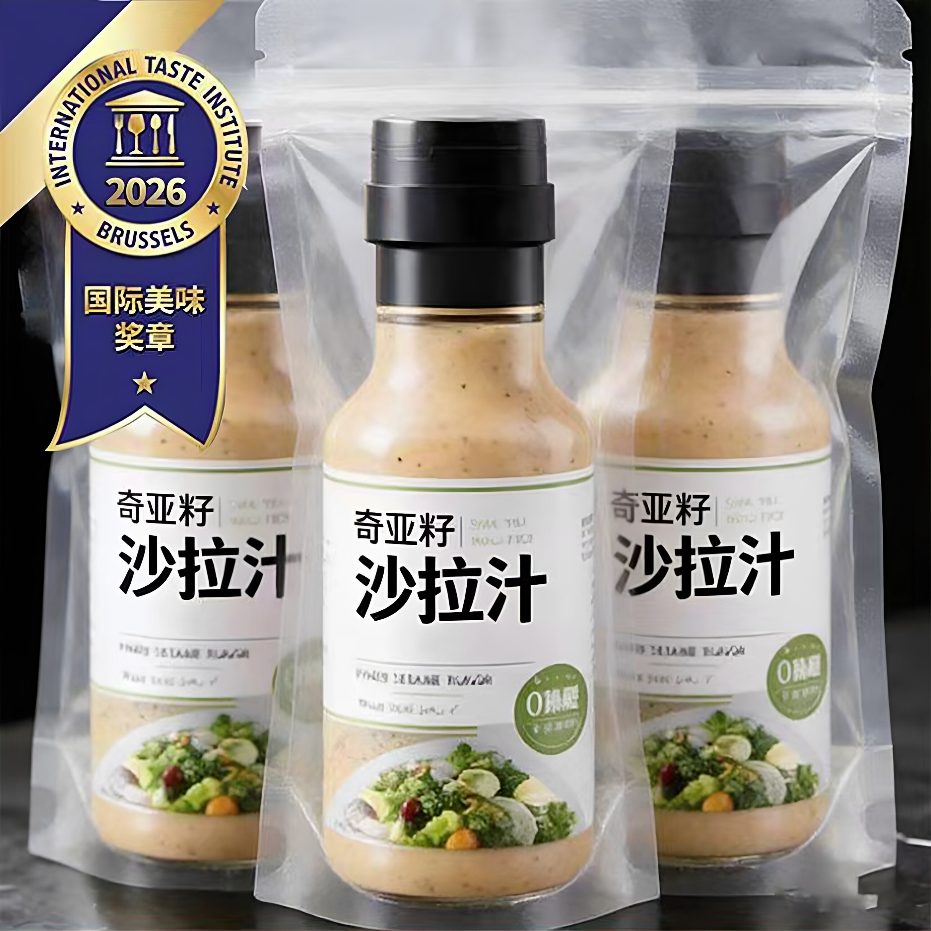 奇亚籽沙拉汁官方旗舰店芝麻沙拉酱蔬菜水果专用大拌菜酱0糖0脂肪