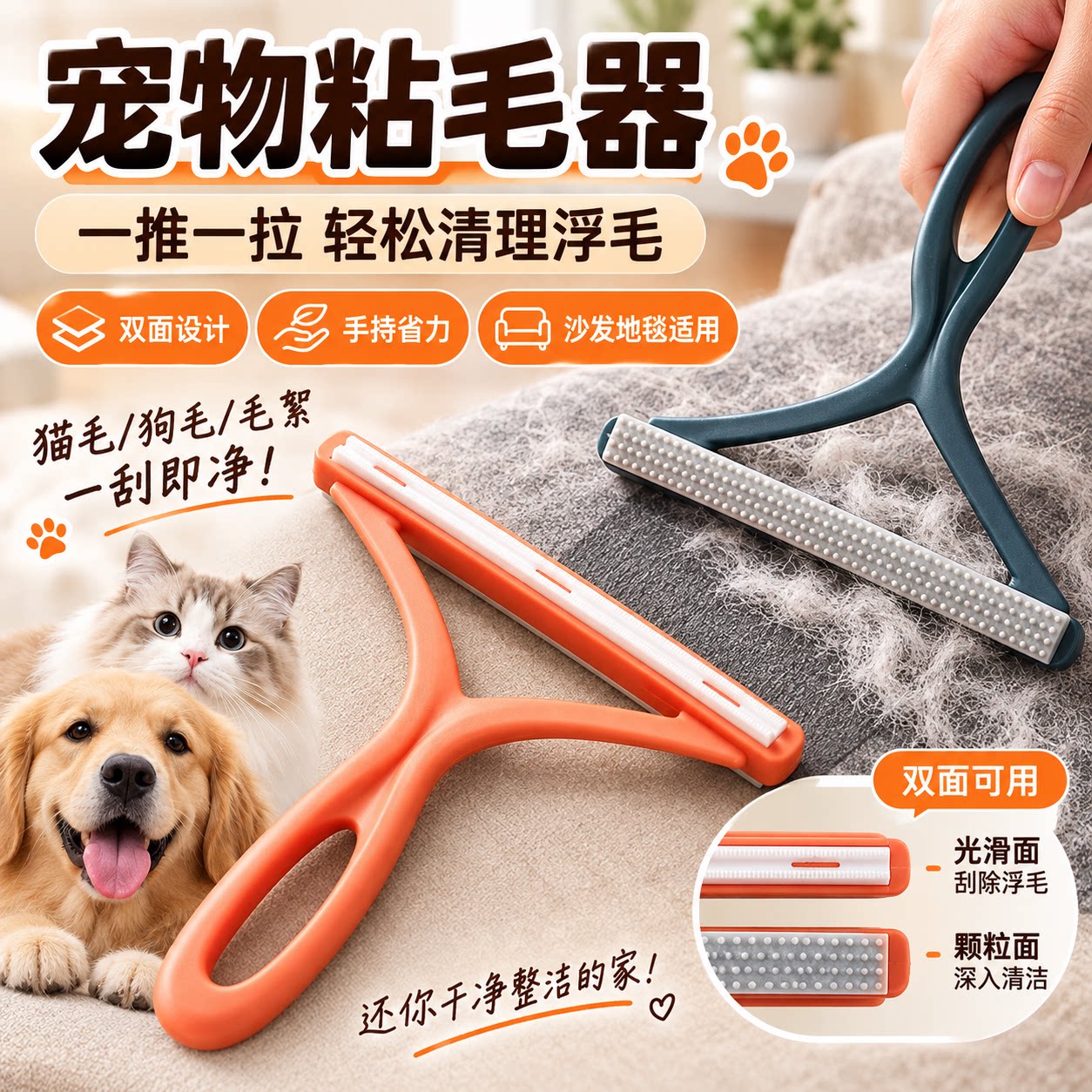 刮毛器衣服去球器手动呢子大衣风衣粘打猫毛清理沙发地毯除毛神器图片