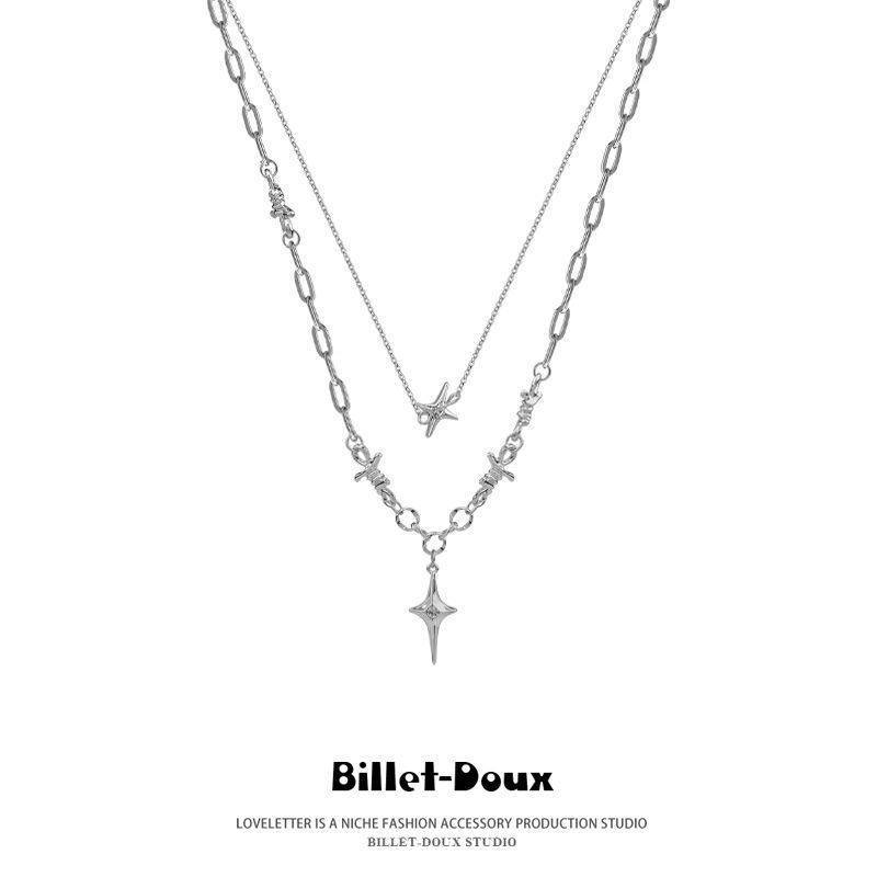 芒星双层项链女2026年新款爆款潮高级设计感小众轻奢嘻哈女毛衣链