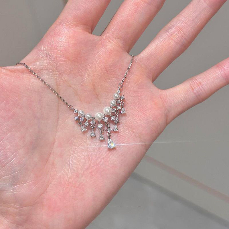 轻奢小众珍珠水滴满天星锁骨链