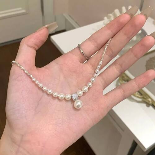 法式珍珠轻奢锁骨链女小众新款