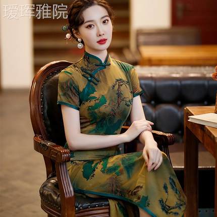 2025新款老上海旗袍2022改新款女季复古民国风妈妈装优雅气质走秀
