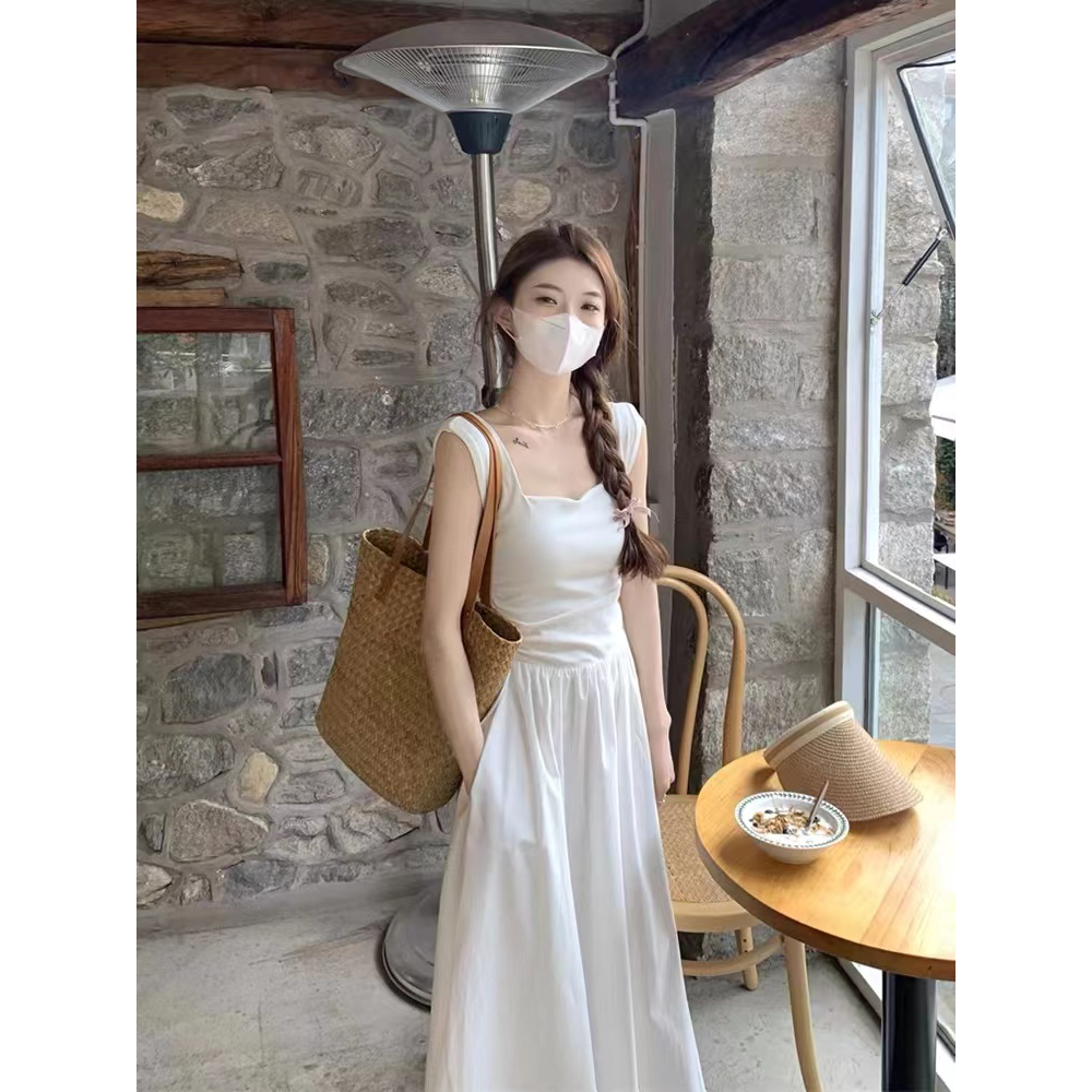 法式无袖背心连衣裙女大