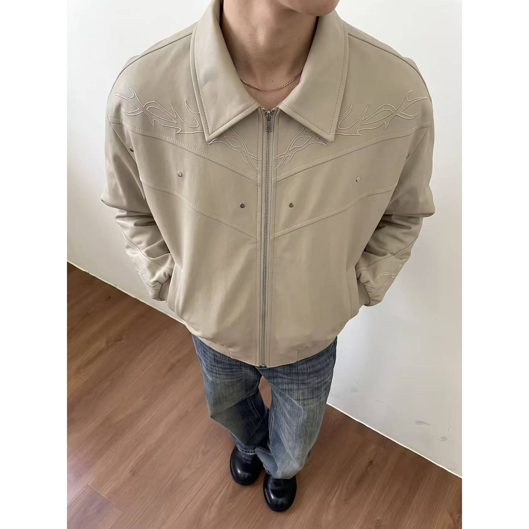 美式复古刺绣工装飞行员夹克