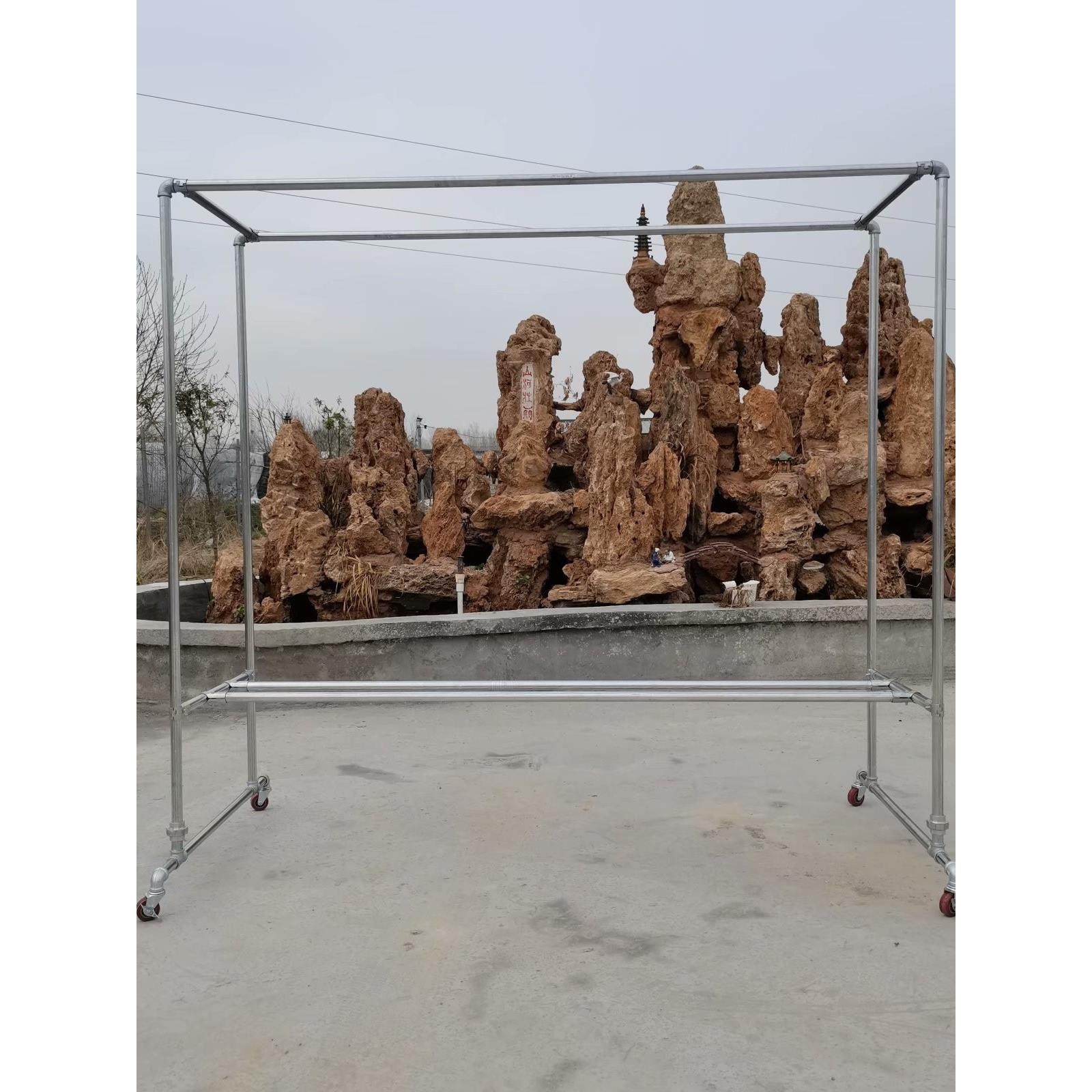 镀锌钢管晾衣架简易落地式户外双杆水管晾棉被家用阳台晾衣架