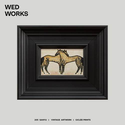 WED WORKS小众中古风常玉SANYU相拥的马装饰画好寓意玄关餐厅挂画