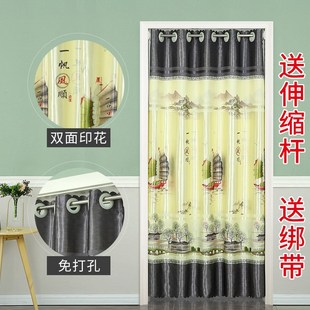 门帘家用客厅卧室防蚊免打孔加厚厨房卫生间通用隔断帘遮光布艺