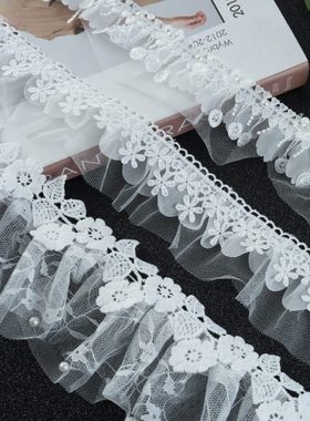 窗帘立边法式珍珠白色水溶花边配件抱枕纺织侧边拼接轻奢款M-291