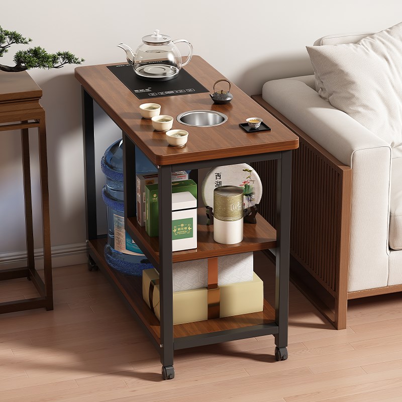 家用小茶桌茶台桌子沙发边几侧z边柜茶水柜现代简约棋牌室移动茶