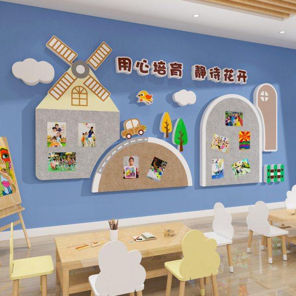 午托管班教室墙面装饰幼儿园环创成品毛毡板展示班级文化形象背景,家居饰品,文化墙贴,淘宝优惠券,粉丝福利购,淘宝优惠卷