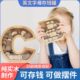 存钱罐字母英文透明存压岁钱储蓄罐实木新款 饰 抖音创意爱心摆件装